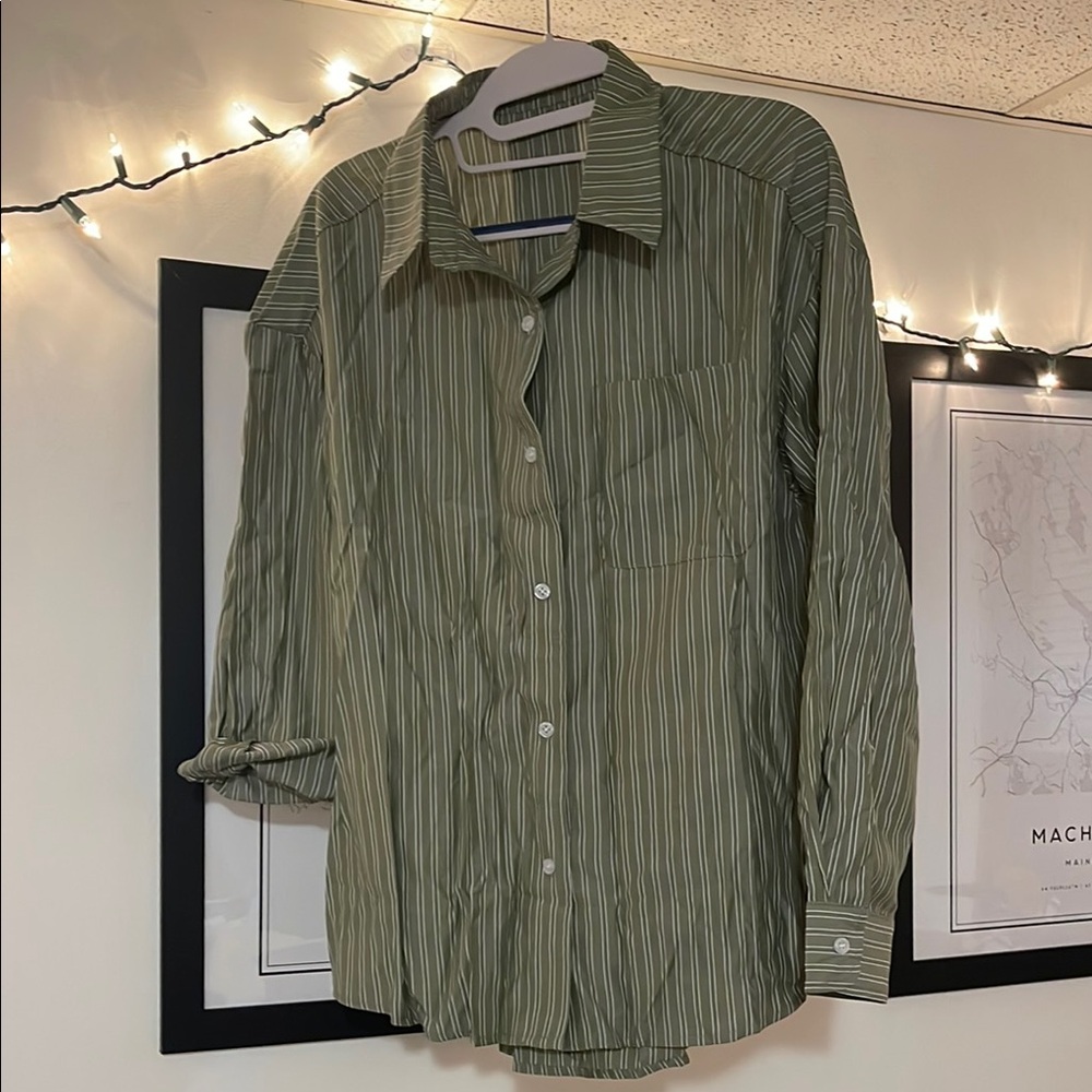 Striped Green Button Down Shirt